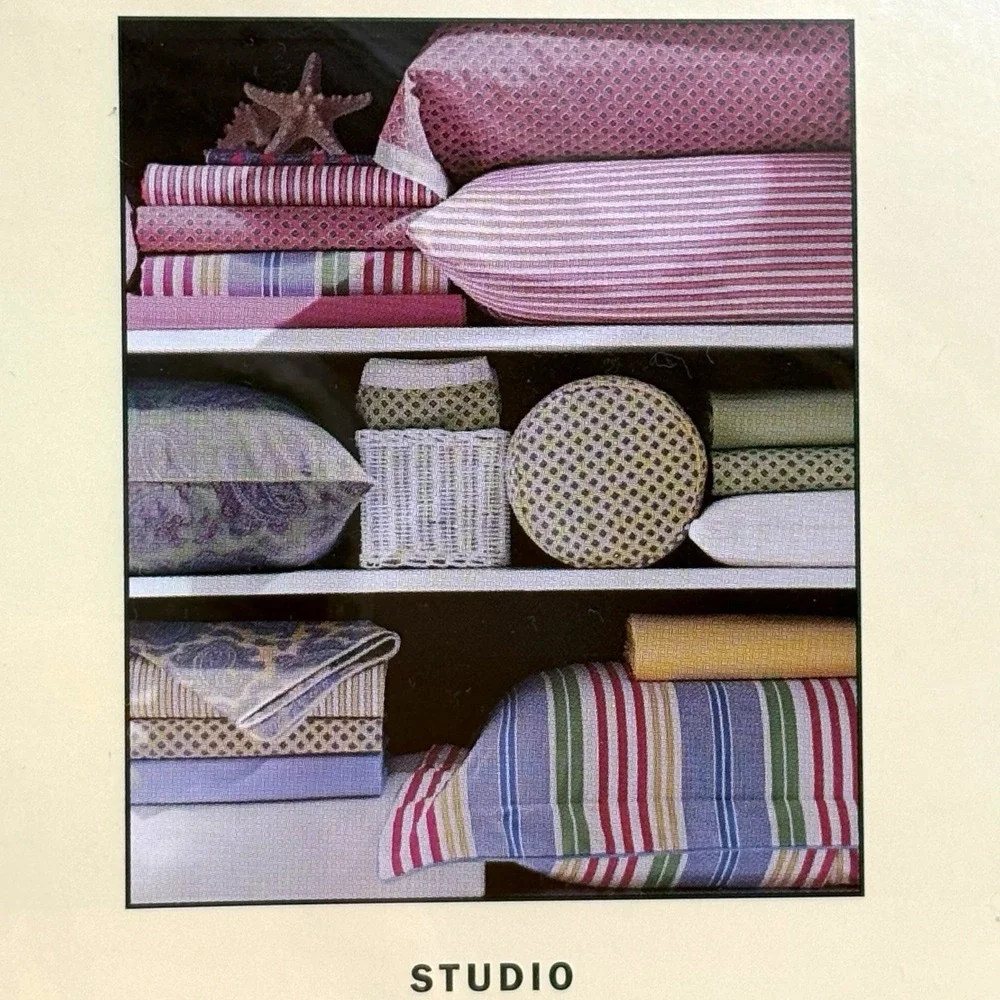 RALPH LAUREN STUDIO AWNING STRIPE EURO PILLOW SHAM 26in X 26in‎ Blue Pink Green